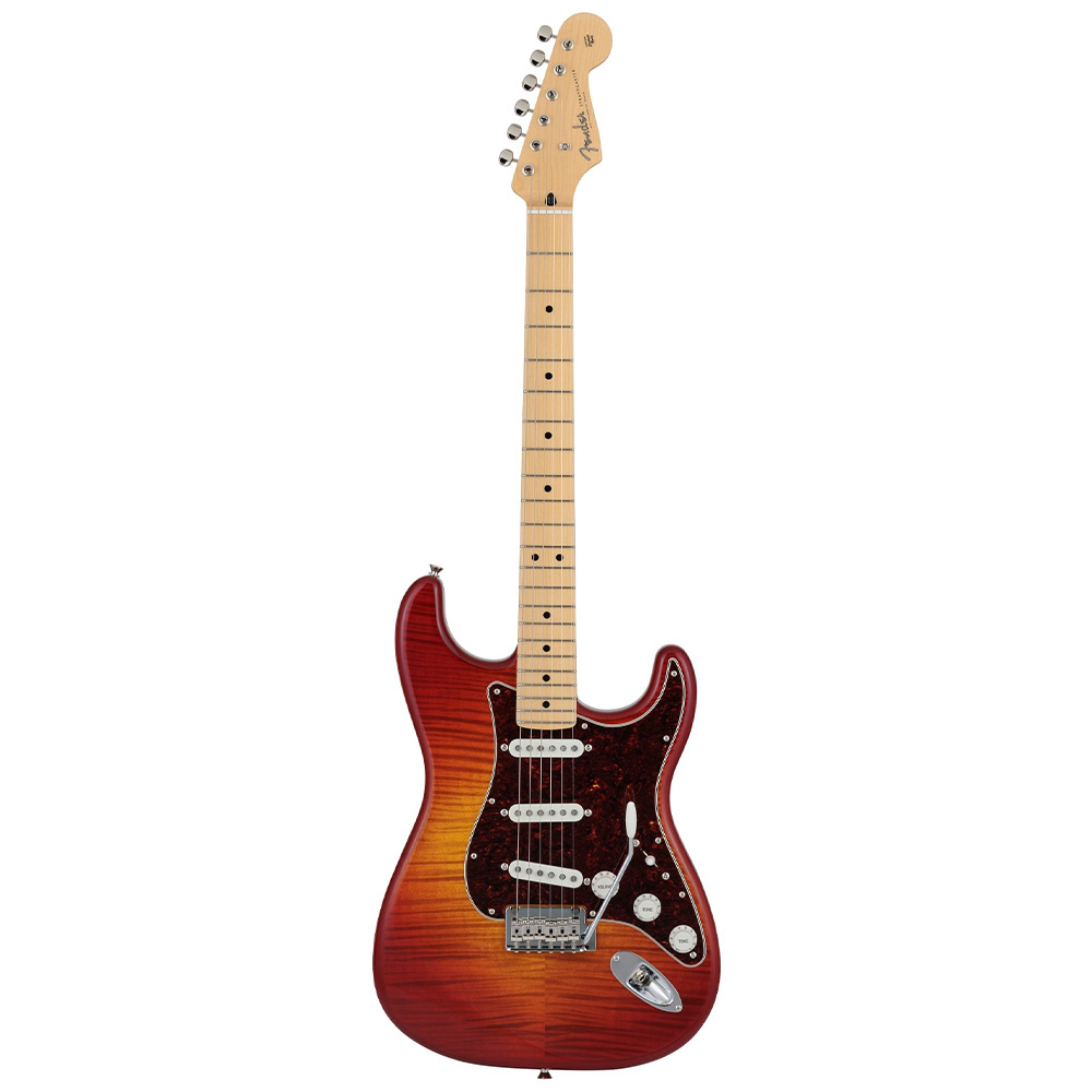 Fender 2024 Collection Made in Japan Hybrid II Stratocaster Akçaağaç Klavye Flame Sunset Orange Transparent w/Bag Elektro Gitar
